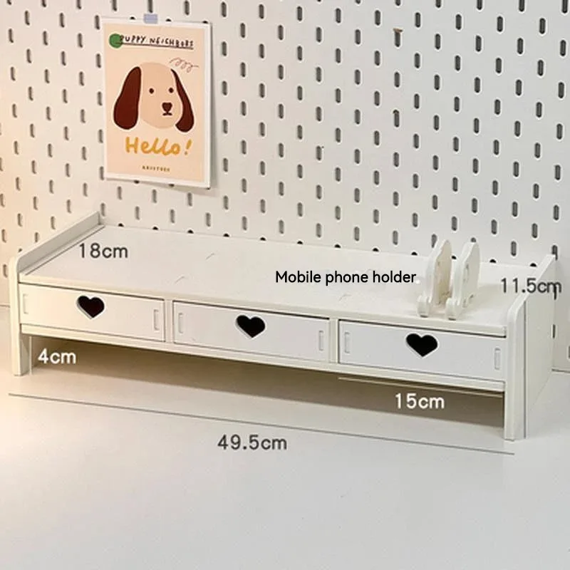Skrivbordsstativ med låda och bildskärmsstativ för kontorsstudentskrivbord förvaringshylla i trä förhöjt stativ för dator och bärbar dator: Blå