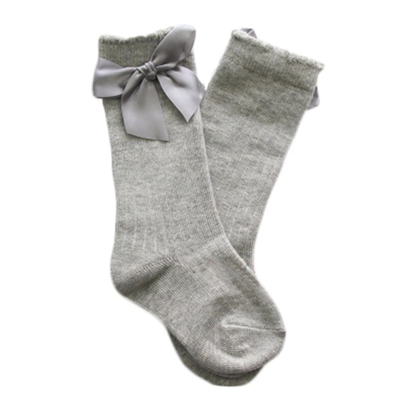 Søde lange rør børnestrømper til børn knepiger sokker lodret stribet bomuld børn baby pige sokker til piger 2 ~ 4 år: Grå