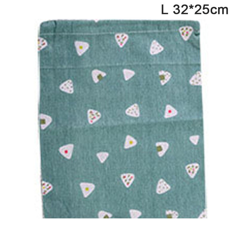 1pc Casual Women Cotton Drawstring Shopping Bag Eco Reusable Folding Grocery Cloth Underwear Pouch Case Travel Home Storage Bag: Green-L