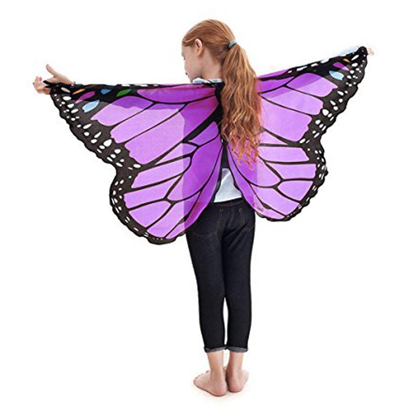Chal de mariposa para niños y niñas, chal con mariposas de dibujos animados bohemios, accesorio de disfraz, ropa de princesa
