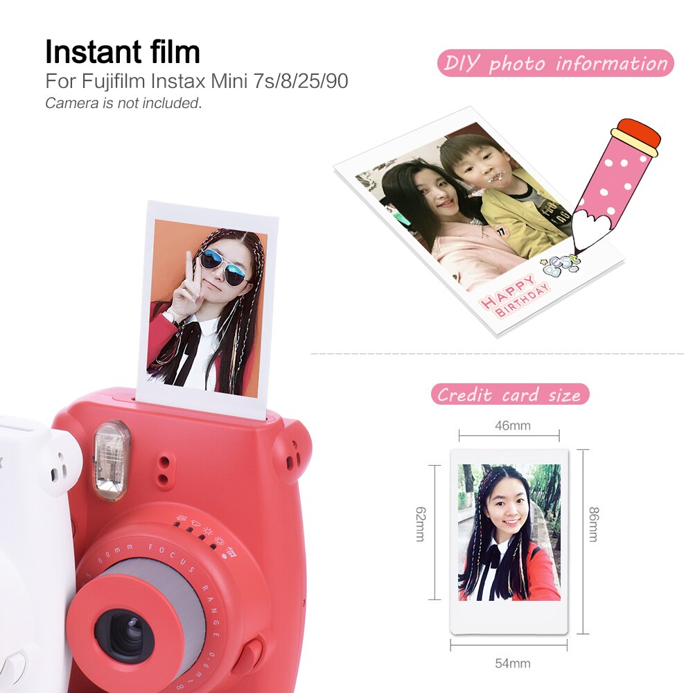 Fujifilm instax mini film mini 8 9 hvid film fotopapir snapshot album øjeblikkelig print til fujifilm instax mini 7s/8/25/90/9
