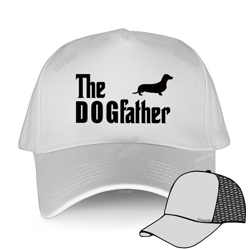 Dachshund Sausage Dog The Dogfather Funny Baseball cap Men Summer Casual Dad hat Unisex adjustable hip hop caps: white mesh