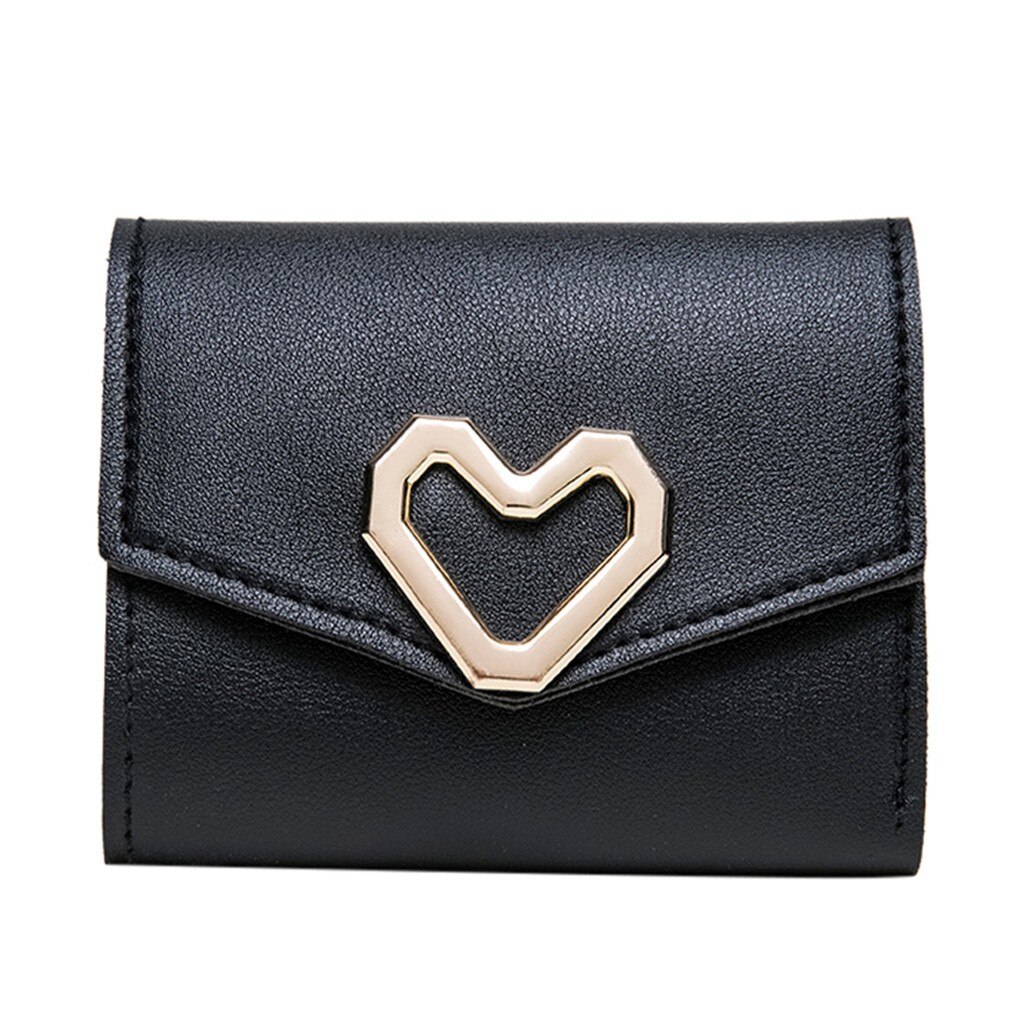 Mini portefeuille en cuir femmes moraillon court portefeuille porte-monnaie porte-cartes multi-carte Position Mini embrayage dames en cuir sac à main # p30: Black