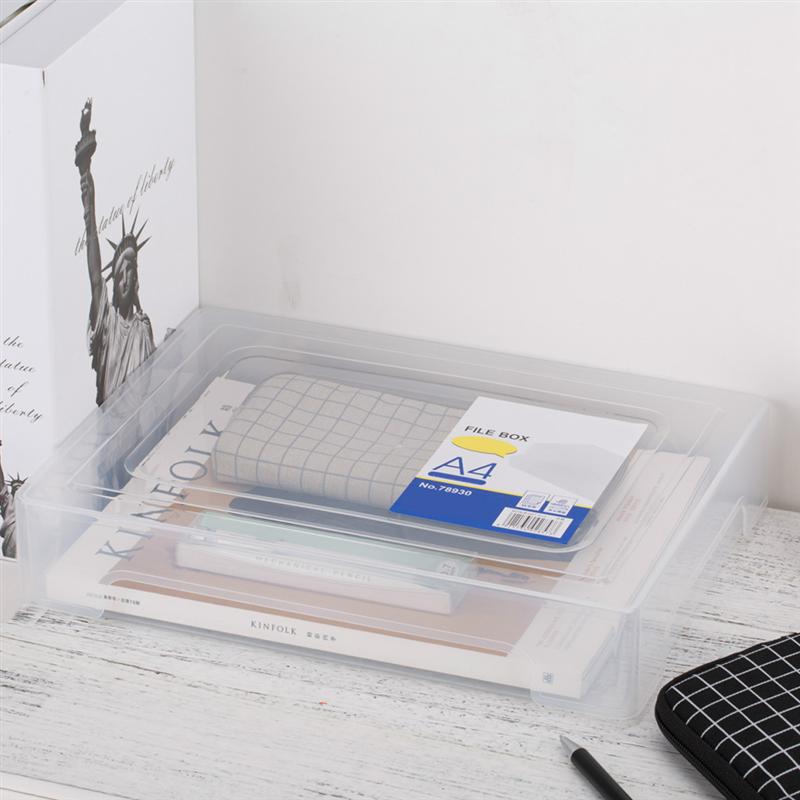 A4 File Box Transparent Plastic File Box Folder Documents Box Document Organizer Paper File Folder Paper Folder Office Supplies