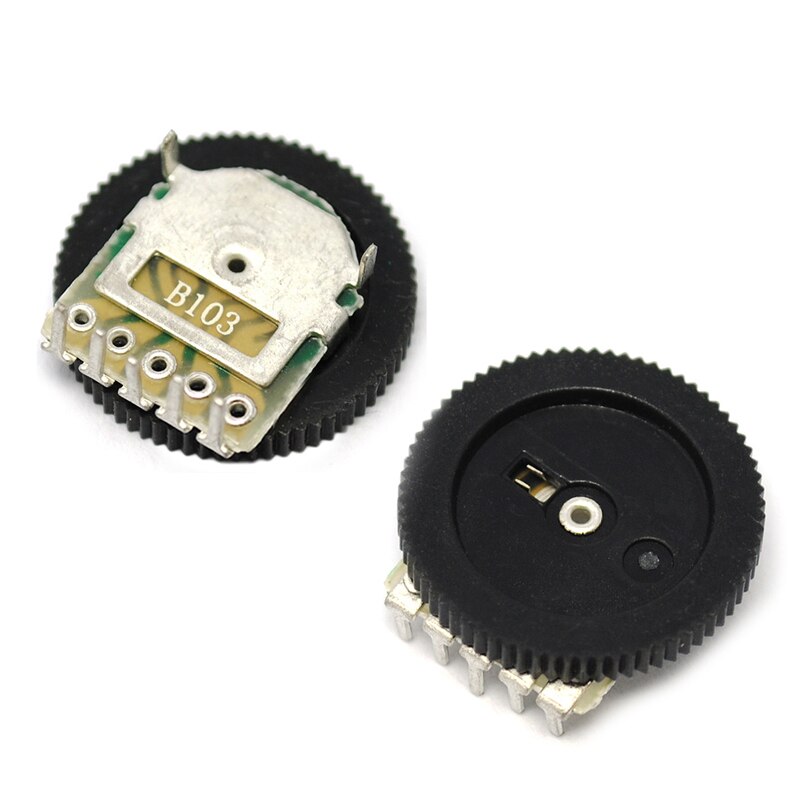 10PCS B103 Volume Wheel Gear Potentiometer B103 10K Ohm 3-Pin Single Linear Dial Wheel Potentiometer Stereo Volume Level Contro