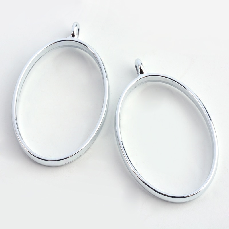 10pcs Rack Plating Alloy /Oval/Rectangle Shape Open Back Bezel Pendants For DIY Epoxy Resin, Pressed Flower Jewelry F80