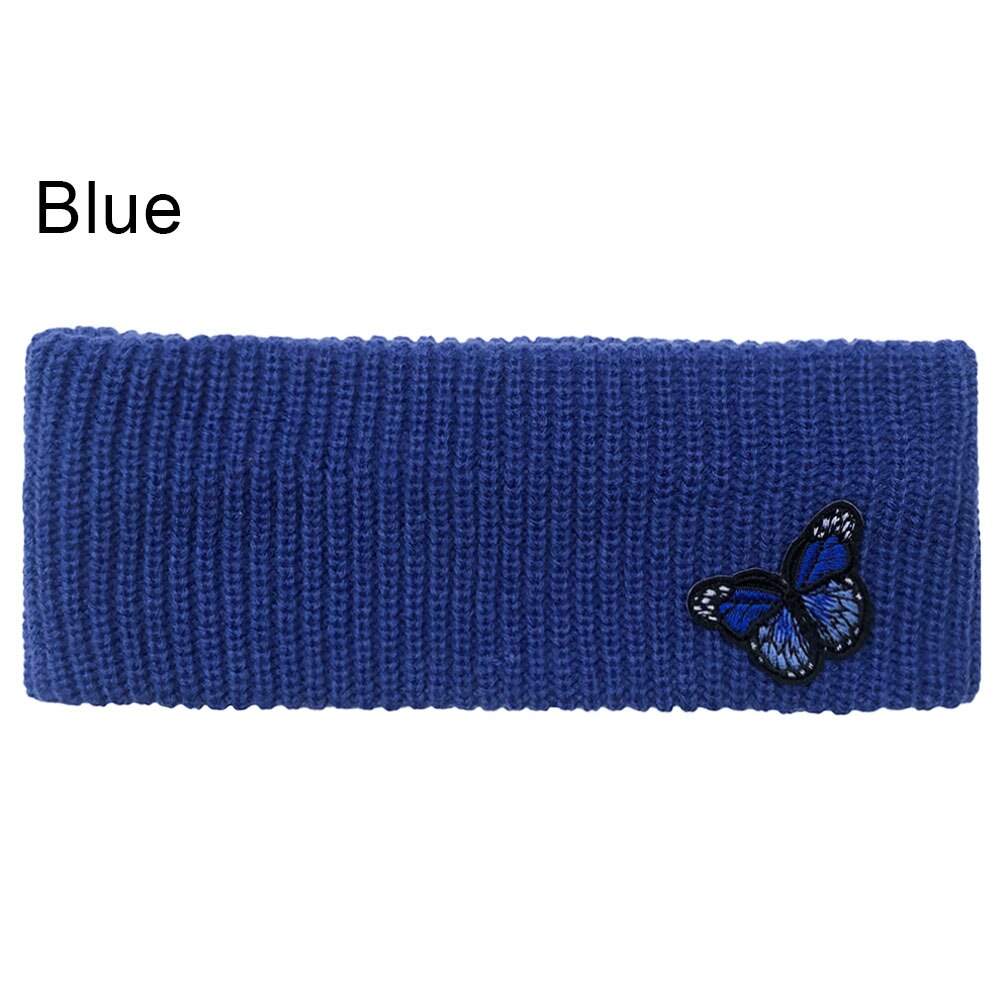 Stickad Pannband Fjädermoln Broderi - Bred Elastisk Varm - Dam Håraccessoar: BlÃÂ¥
