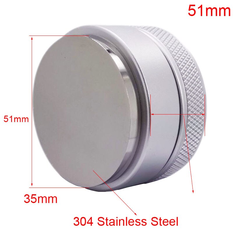 304 Rvs Espresso Koffie Tamper 58 Mm Verstelbare Drie Schuine Helling Base Home Koffie Brouwen Gereedschap: Sliver Flat 51mm