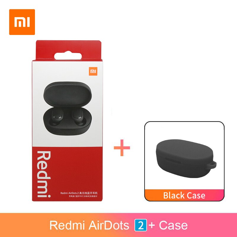 Xiaomi Redmi Airdots 2 Airdots S TWS Bluetooth 5.0 Earphone Stereo bass With Mic Handsfree Earbuds AI Control: Add Black Case