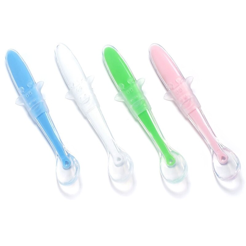 Cuchara de silicona suave para bebé, cucharas de alimentación de entrenamiento para niños pequeños, para niños