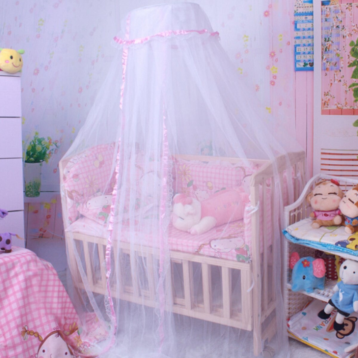 40 x 150cm Baby Infant Dome Mosquito Net Toddler Bed Crib Canopy Netting Kids Bedroom Bedding: Pink
