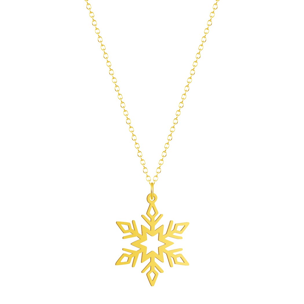 Kinitial Sowflake Anhänger Halsketten für frauen Halsband Schnee Flocke Charme Blume Halskette Schmuck Zubehör: Gold-farbe