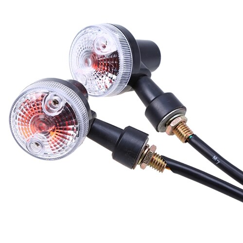 POSSBAY-clignotant clignotant moto Chrome | Indicateur lumineux café Racer, lampe ambre pour Honda Yamaha Suzuki Harley: Clear Len Black