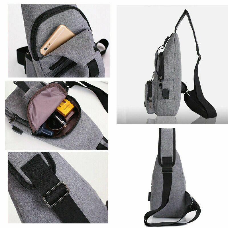 Men Chest Pack Messenger Sling Sport Travel Crossbody Shoulder Bag USB Charging Waist Packs