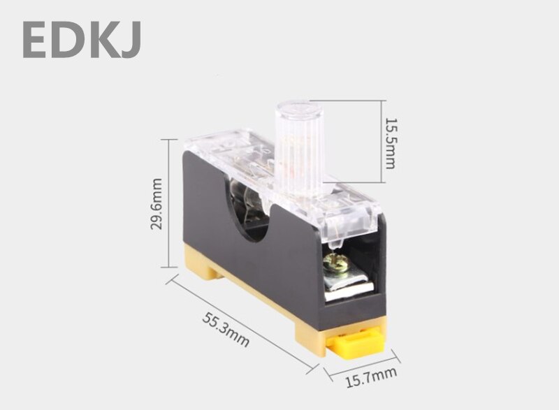 1pcs FS-101 Din Rail Mount Single Pole Fuse holder with light box 6X30mm 10A 250V Fuse Holder Glass fuse tube fuse casing: Default Title