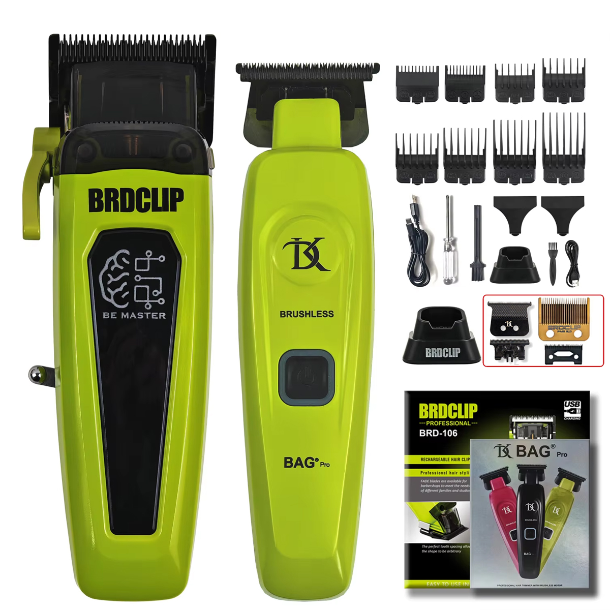 BRDCLIP 106 DK078 Professioneller Haarschneider 7500 U/min 7200 U/min Elektrischer Akku-Trimmer DLC-Klinge mit Ladestation Herrenfriseur