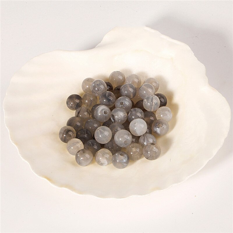 100pcs 6mm Acrylic Clouds Beads Effect Round BEADS Spacer Loose Beads For Jewelry Making Accessories DIY Bracelet Necklace: Light Grey
