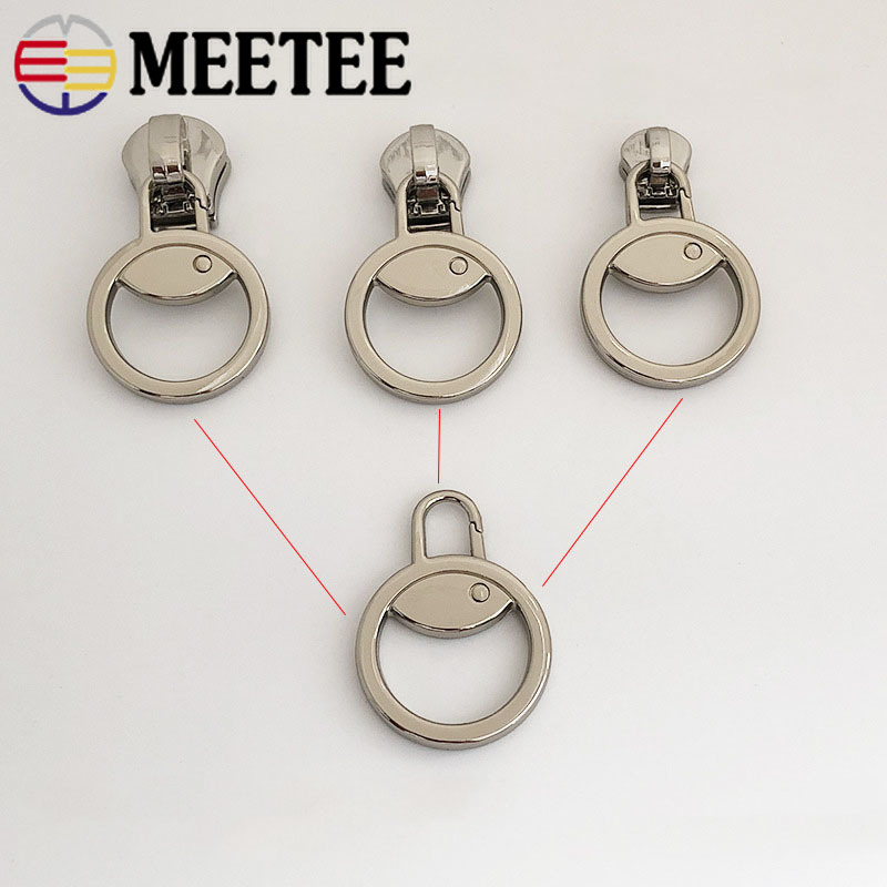 Tirador de cremallera de Metal, 5 piezas, 28x38mm, tirador de cremallera, bolsa, Kits de reparación, accesorios de costura DIY