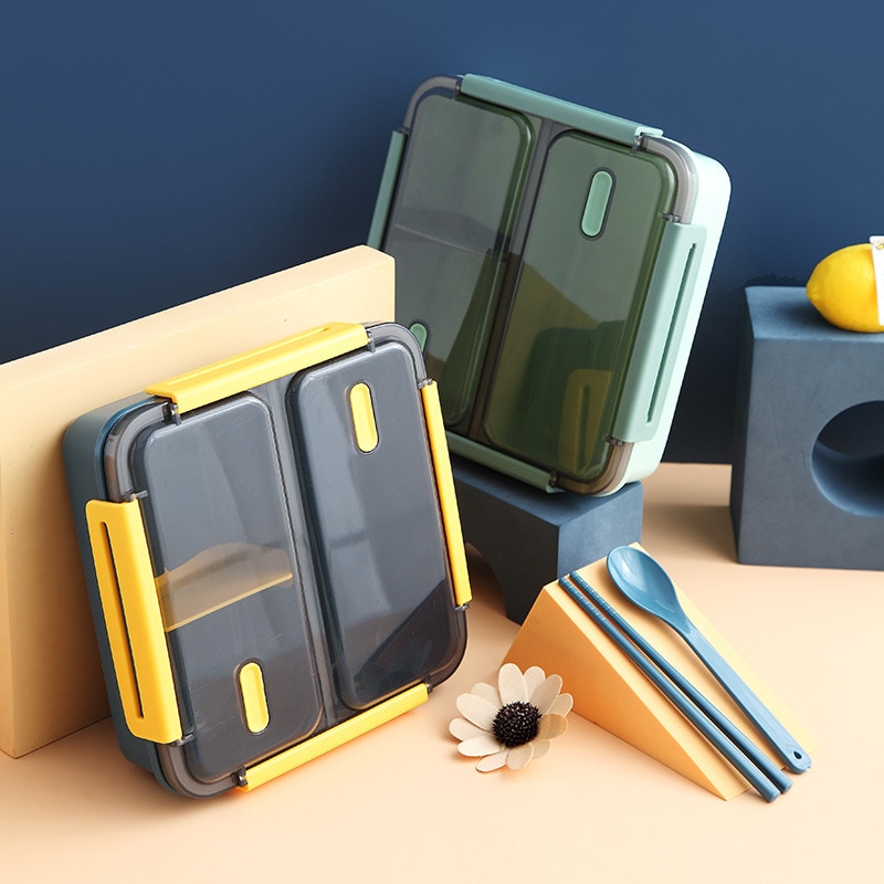 Caja bento de estilo japonés para niños, caja de almuerzo portátil para pícnic al aire libre, contenedor de alimentos a prueba de fugas, almacenamiento, cajas de desayuno para estudiantes
