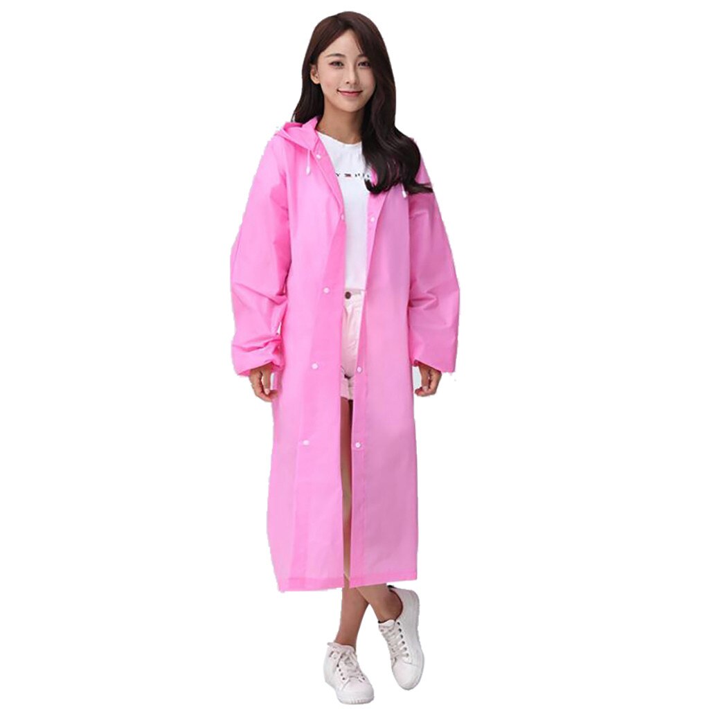 Raincoat Dress Women's Clothing Unisex Outdoor Travel Adult Raincoat Thick Transparent EVC Raincoat Pink Green: Pink
