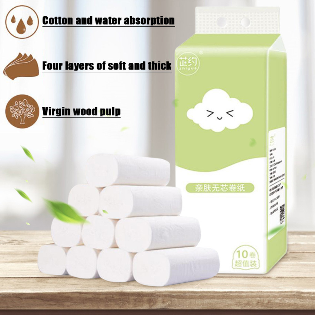 10 Rolls Van Een Set Duurzaam Toiletpapier Huishouden Papierrol Wc Houtpulp Coreless Tissue Papier Huishoudelijke Verhandelt