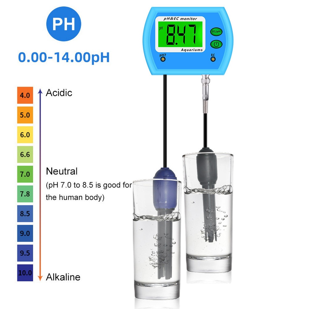 2 in 1 PH/EC Meter PH Tester Multi-Parameter Water Analyser Online Acidometer Conductivity Monitor For Aquarium PH-9853