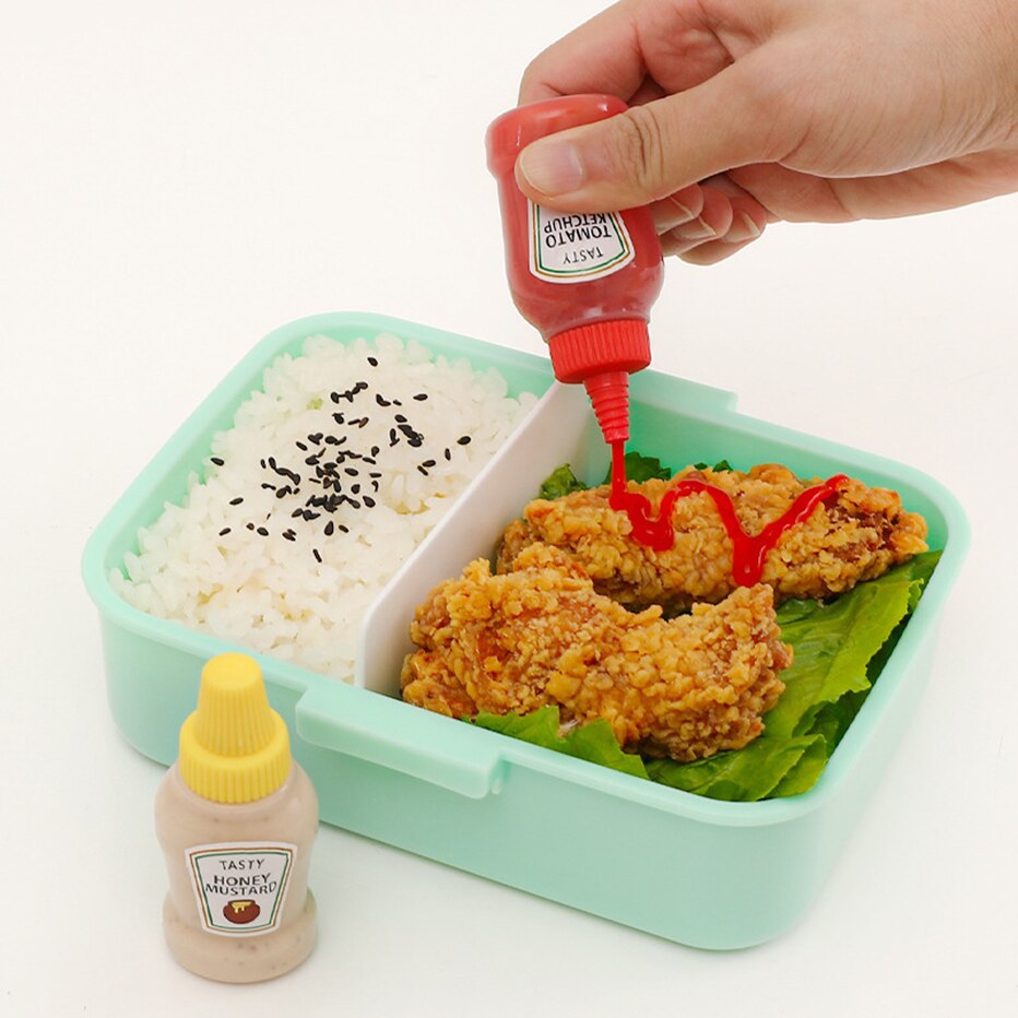 Mini botella de salsa para condimentos, contenedores pequeños para salsa, cerdo, elefante, conejo, León, pollito, botella de salsa de soja, caja Bento