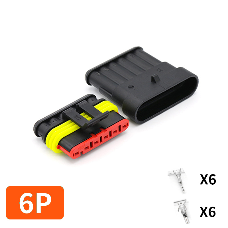 20/50/100Sets 1/2/3/4/5/6 Pin Way AMP Tyco Super Sealed Automotive Wire Connector Electrical Male Female Plug Terminals for Cars: Brown / Under 5Pcs