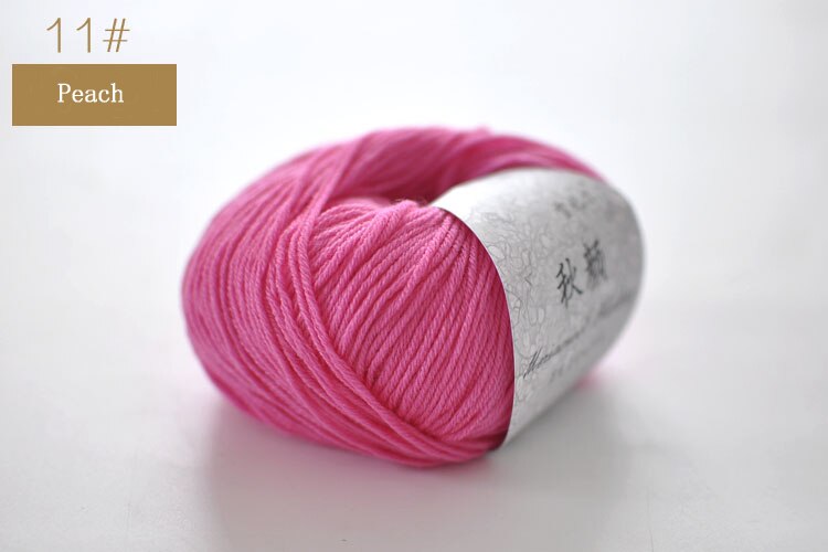 QZLKNIT 50g/bal 50% Merino gemengd garen Herfst/winter Zacht Medium grof wol garen DIY Hand gebreide haak Baby kleding garen: 11 Peach