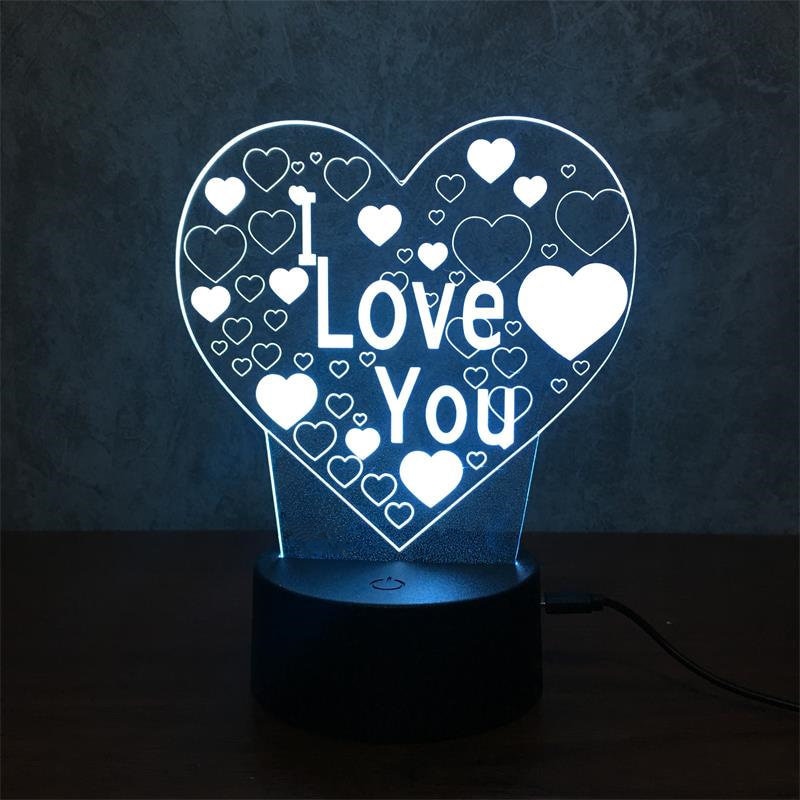 Valentijnsdag Liefde 3D Led Nachtlampje 7 Kleuren Bureaulamp Thuis Gloeilamp Touch Lamp Vrouw Of meisje Vriend K13