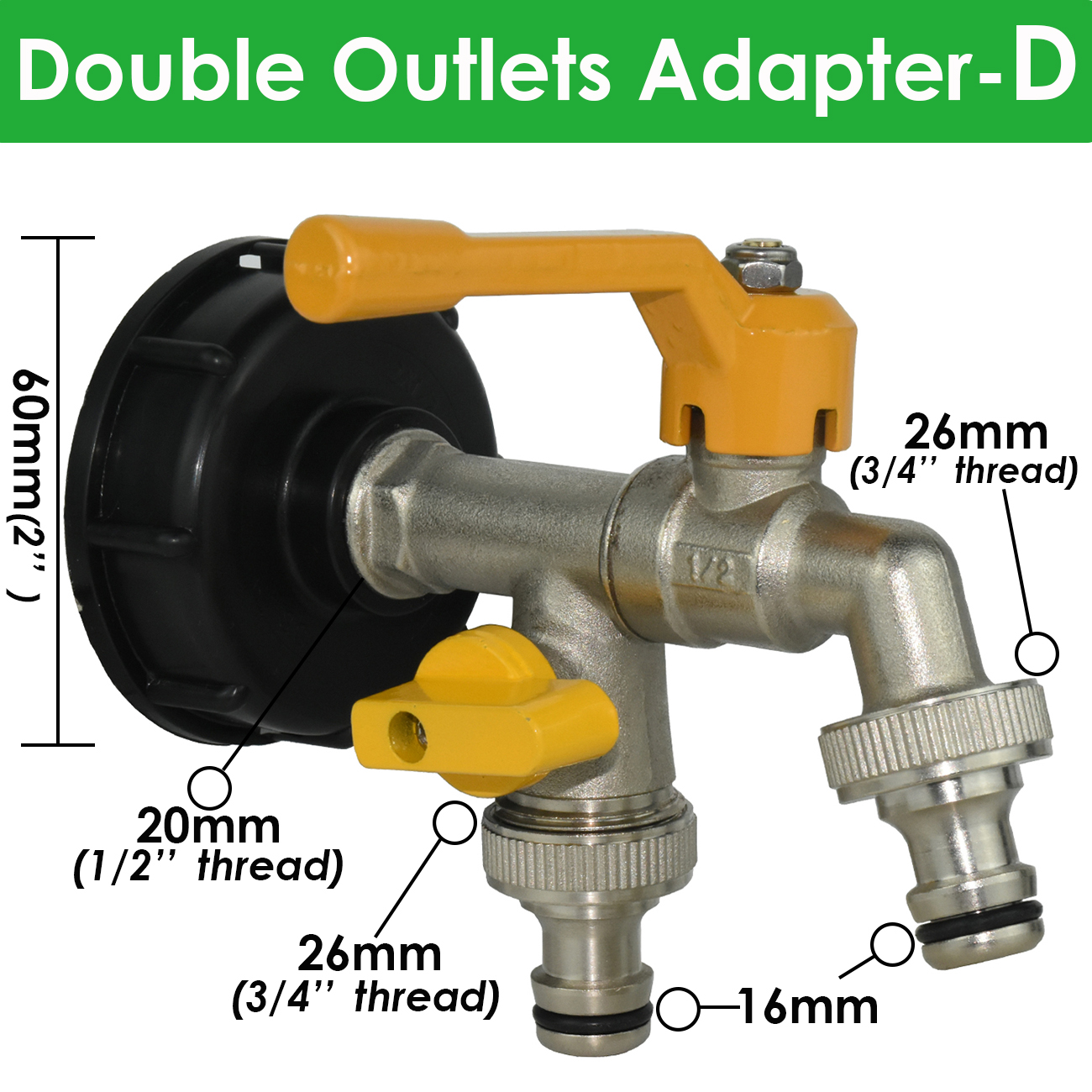S60 Coarse Thread IBC Tank Tap Connecter Replacement 16mm 1/2'' 3/4'' Water Coupling Adapter Garden Home Valve Fitting Faucet: grey