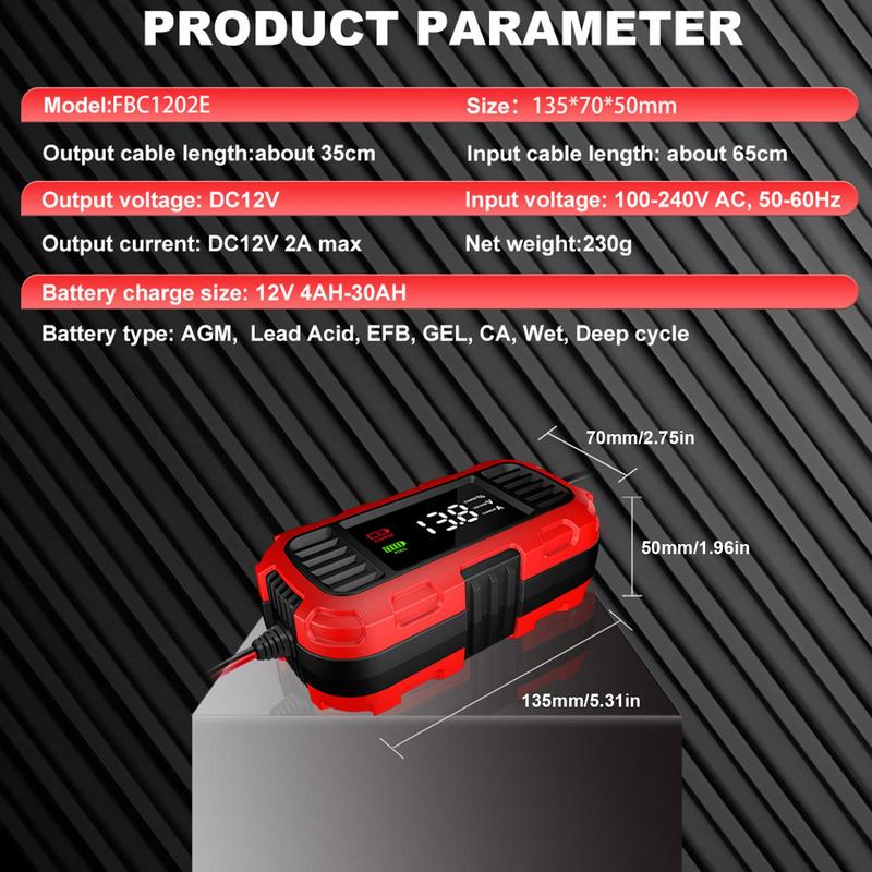 Motoracculader 12V Automotive motorfietslader Druppellader voor motorfiets Slimme auto-acculader met