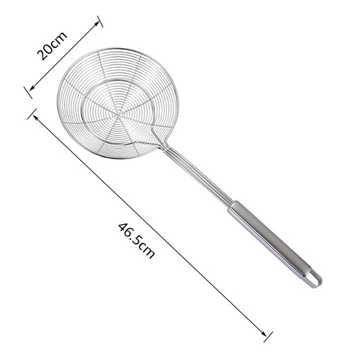 Solid 18/8 Stainless Steel Spider Strainer Skimmer Ladle, 14/16/18/20cm Frying Spoon with Handle - Kitchen Tools: Gold