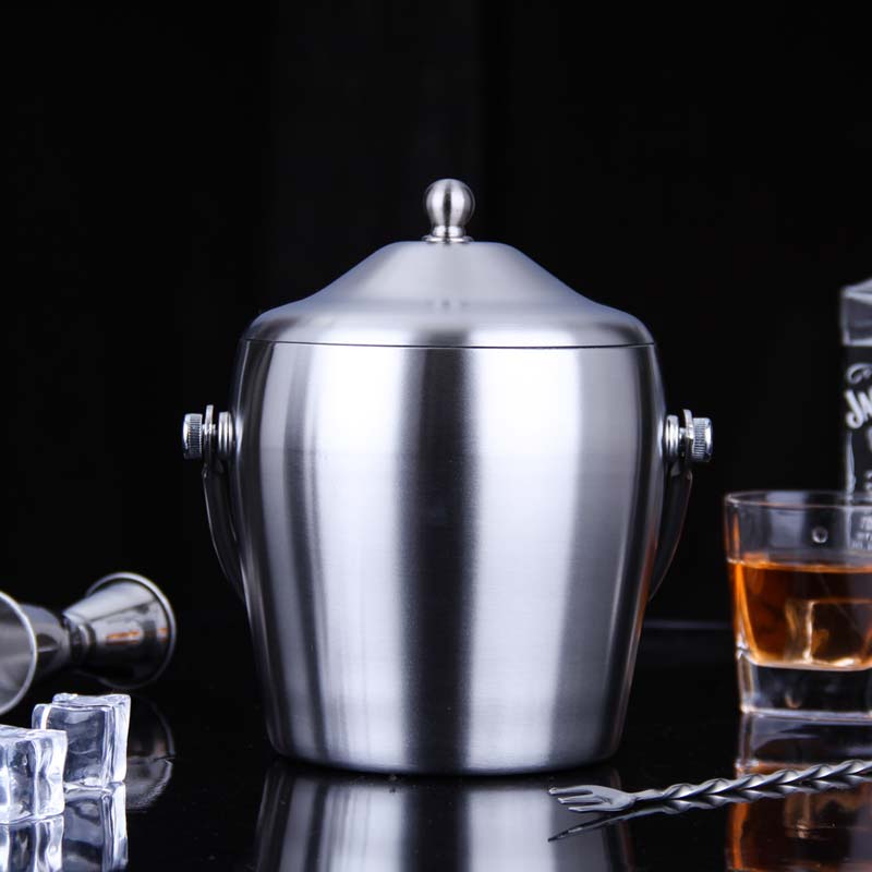Doppelwandiger Edelstahl-Eiskübel 3 Liter – Mit Deckel, Integrierter Eiszange & Griff, Perfekt Für Partys