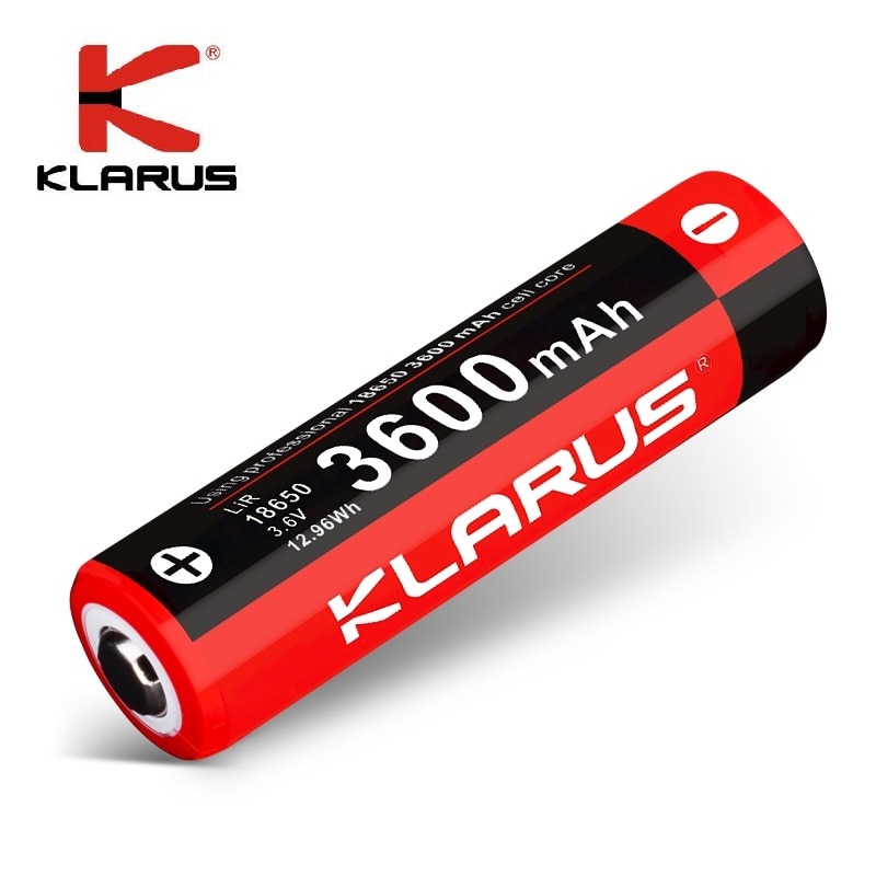 Original klarus 3600 mah li-ion cell laddningsbart 18650 batteri för bärbar led-ficklampa, flera skydd