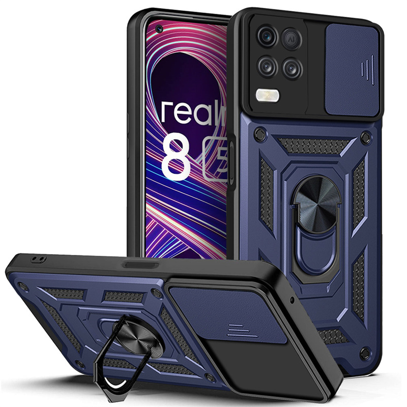 Voor OPPO Realme 8 5G Case Autohouder Ring Armor Schokbestendige Bescherming Cover voor Relme Ralme Realme Redmi 8Pro Realme 8 Pro 8i: Aluminium / Black