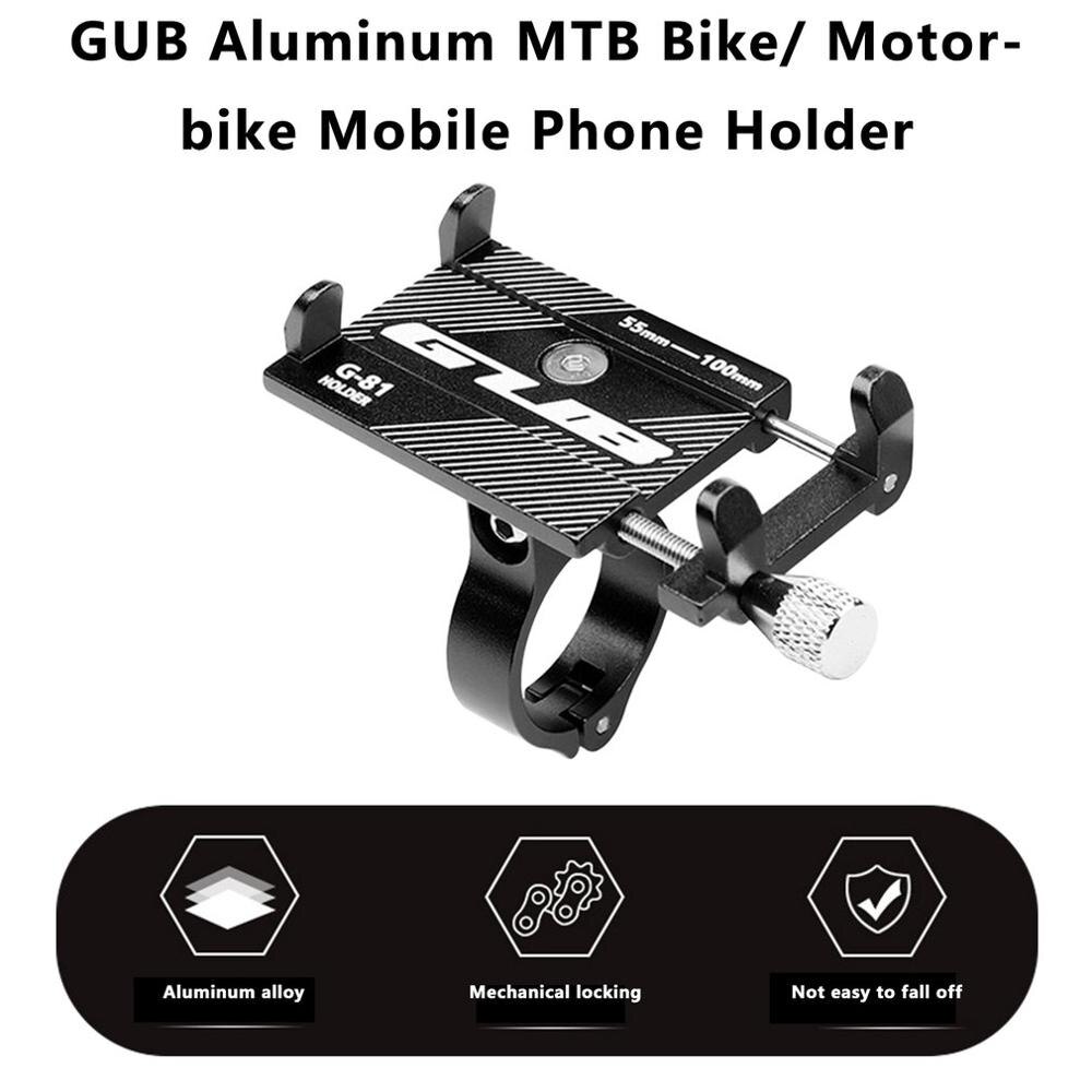 GUB Aluminum Bicycle Phone Holder Universal Bike Motorcycle Handlebar Clip Stand Mount Cell Phone Holder Bracket