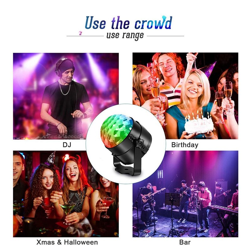 3w rgb discoballen, feestverlichting, geluidgestuurd, usb, auto-dj, ic, led, voor kinderclub, verjaardagsbar, kerst, met afstandsbediening