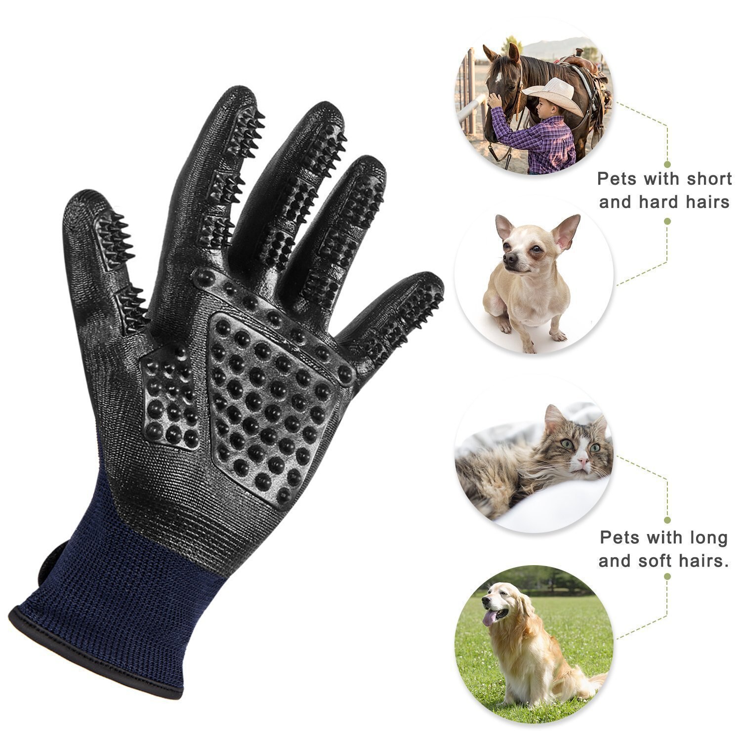 Gant de toilettage en caoutchouc doux pour animaux de compagnie, dissolvant de poils doux pour chiens, chevaux, chats, brosse de Massage, peigne de nettoyage pour animaux