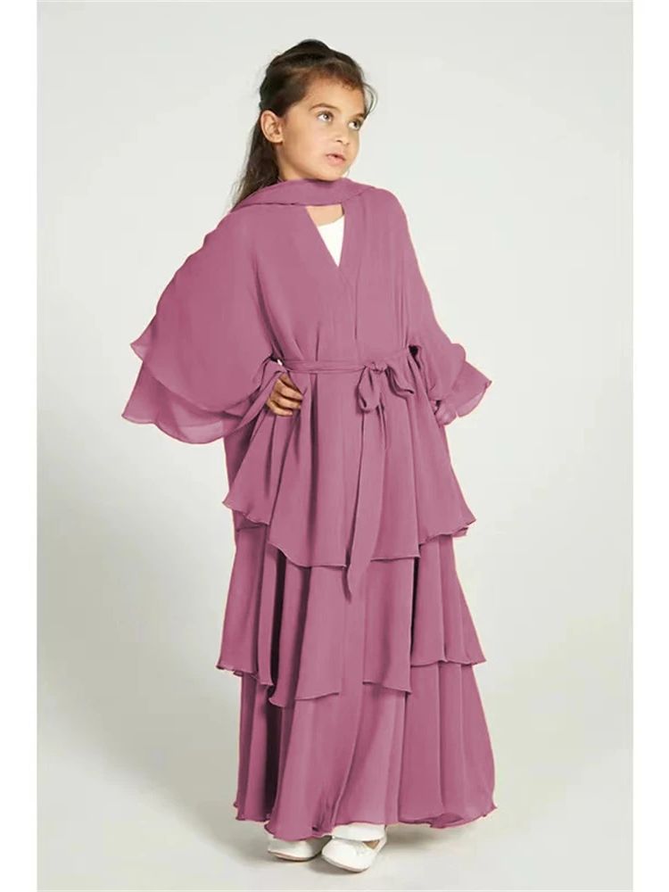 Ramadan Niqab Khimar Chiffon freundlicher Muslim Abaya Dubai Truthahn Islam Kleid Gebets kleidung für Frauen Kebaya Kleid Femme Musulmane: XXL / Lila