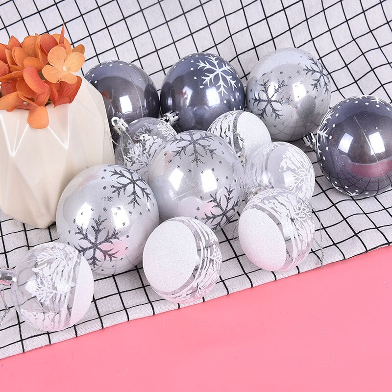 6pcs Plastic Ball Christmas Tree Ornaments Hanging Pendants Craft Year Xmas Home Party Office Decoration White/Black