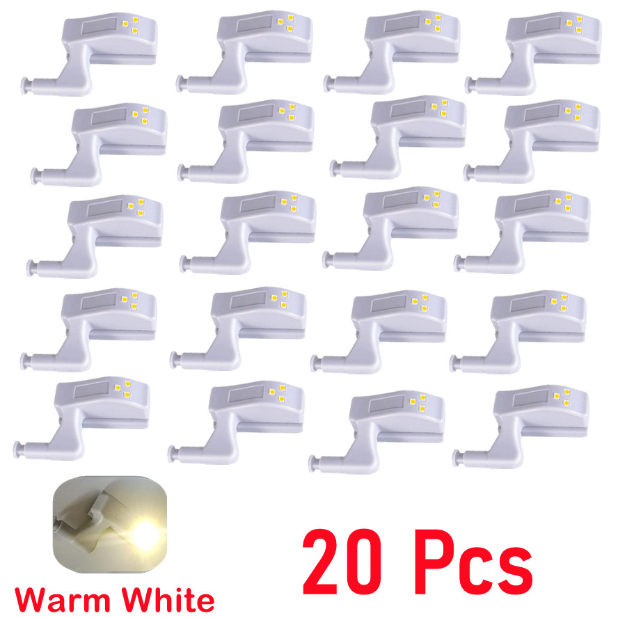 Luz LED 20 piezas para debajo del Armario, Sensor de luz Universal para Armario, lámpara de bisagra interior para Armario, cocina,: Gris claro