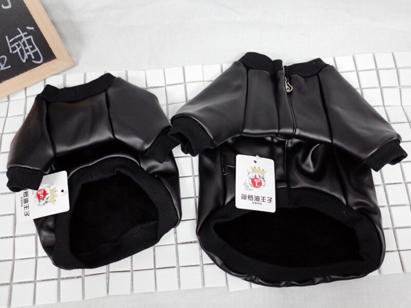 SUPREPET-ropa moderna para perro, chaqueta de cuero PU para perro Bulldog francés, ropa para cachorro, chaqueta de motocicleta para perro, abrigo para perro: M50cm