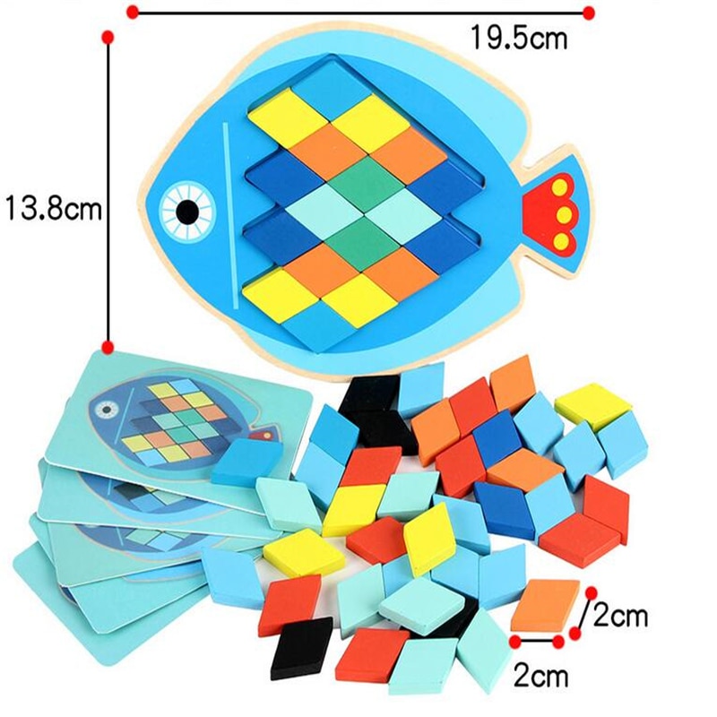 Cartoon Educatief Vis/Uil Houten Speelgoed Voor Kinderen Multifunctionele Vroeg Leren Houten Puzzels