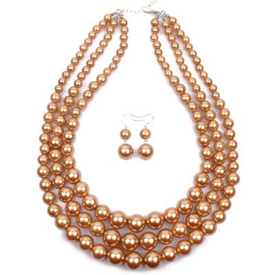 Handmade pearl fashionable and exaggerated in Europe and America lady's pearl string clavicle multi-layer Necklace: coffee