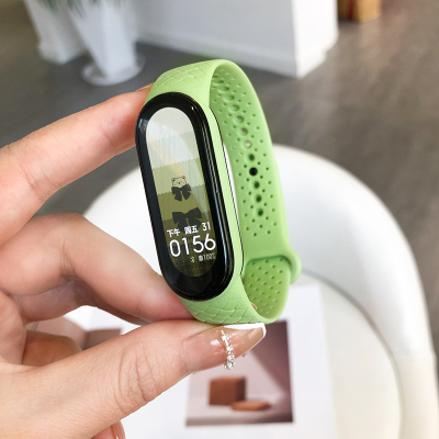 Correa de fibra de carbono para Xiaomi Mi Band 7 nfc pulsera smartwatch MIband 5 pulsera de silicona correa Mi Band 4 5 3 6 Accesorios: S / Rosa verde