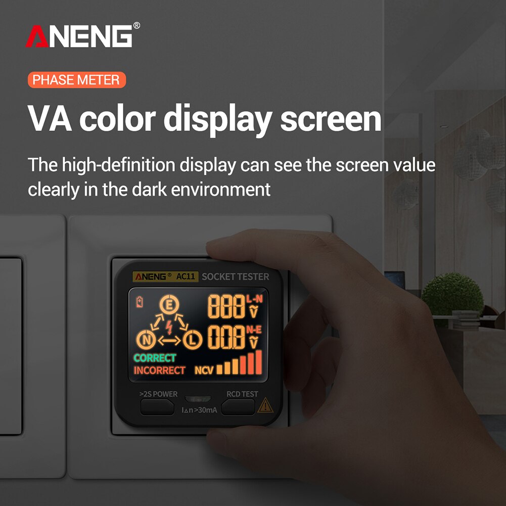 AC11 Outlet Detector Line Plug Polarity Phase Check Electric Socket Tester Detector Circuit Breaker Finders Instruments