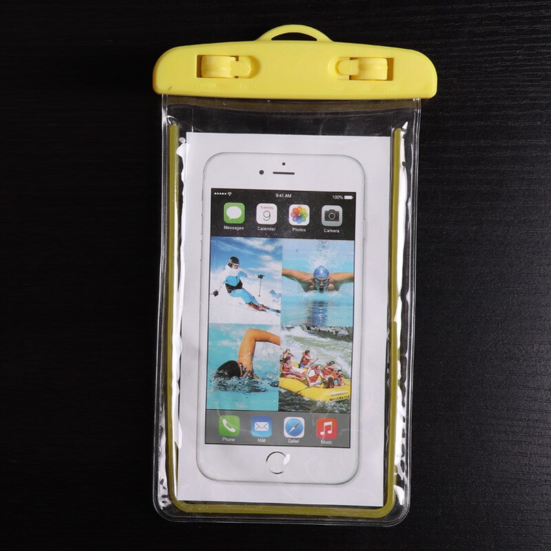 Swimming Bags Waterproof Bag with Luminous Underwater Pouch Phone Case For iphone xr 6 6s 7 8 plus universal all models 6.5 inch: yellow