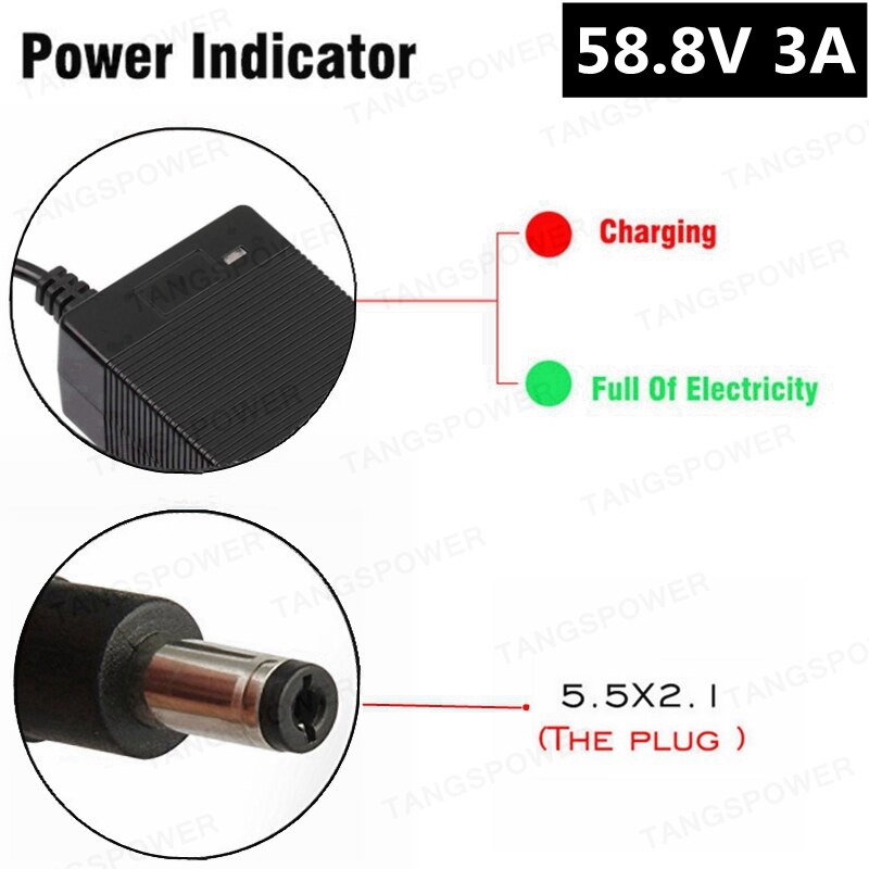 150W 58.8V 3A Charger For 14S 52V Lithium Battery Pack For 58.8V3A Li-ion Battery Charger Strong With Cooling Fan: Dark Grey / AU