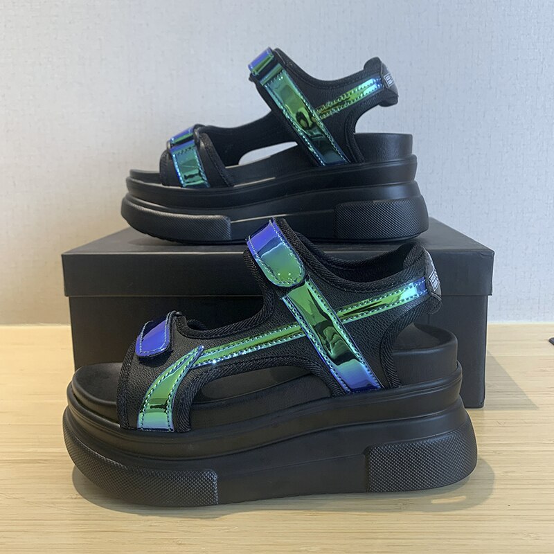 35-41 store størrelser til kvinder 9cm/3.5 tommer højde damesko høje hæle højde kile sandaler tyk bund